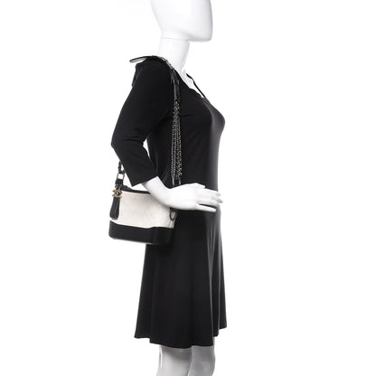Chanel Aged Calfskin Quilted Small Gabrielle Hobo Black White 2 of 11