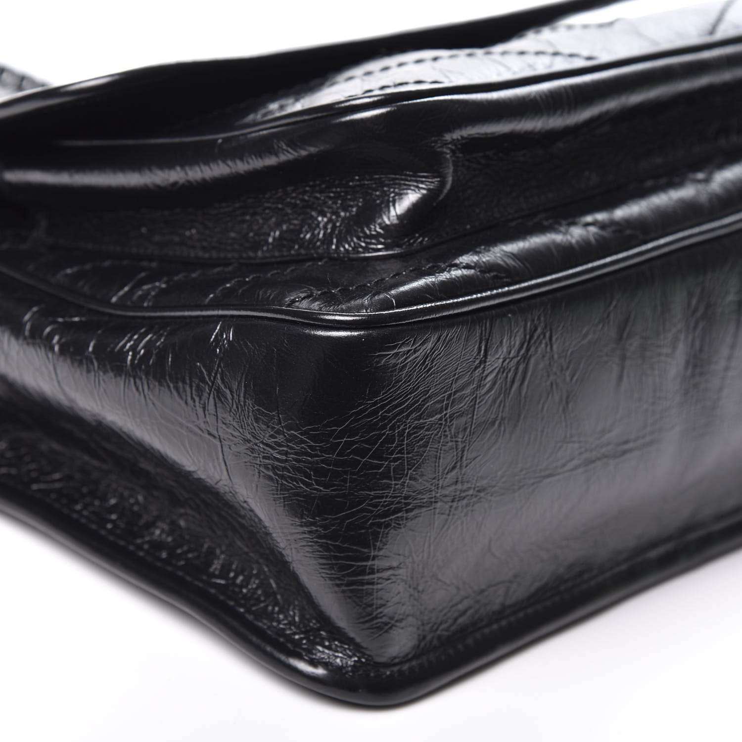 Saint Laurent Crinkled Calfskin Matelasse Monogram Medium Niki Chain Satchel Black 5 of 10