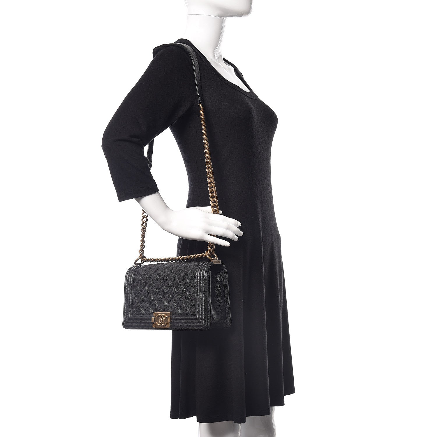 Chanel Caviar Quilted Medium Boy Flap Black 2 of 10