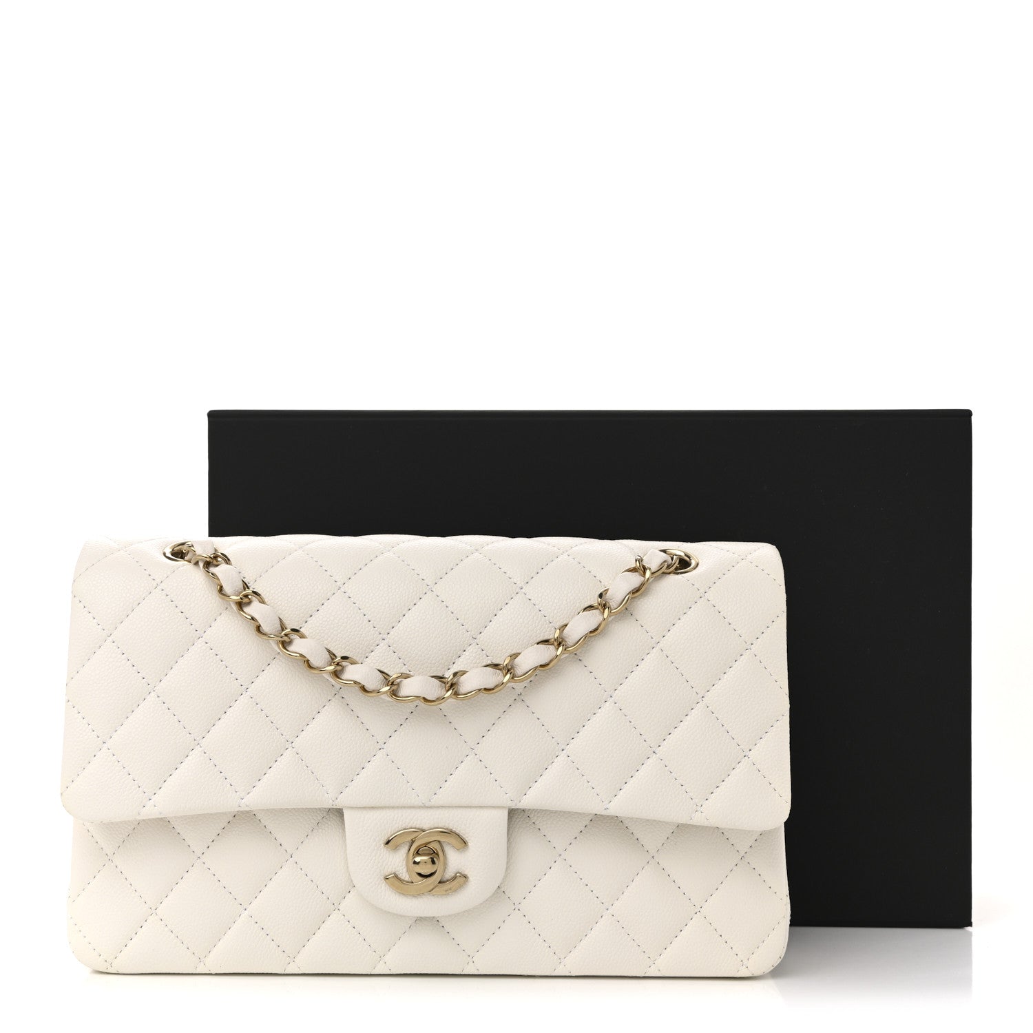 Chanel Caviar Quilted Medium Double Flap White 14 of 14