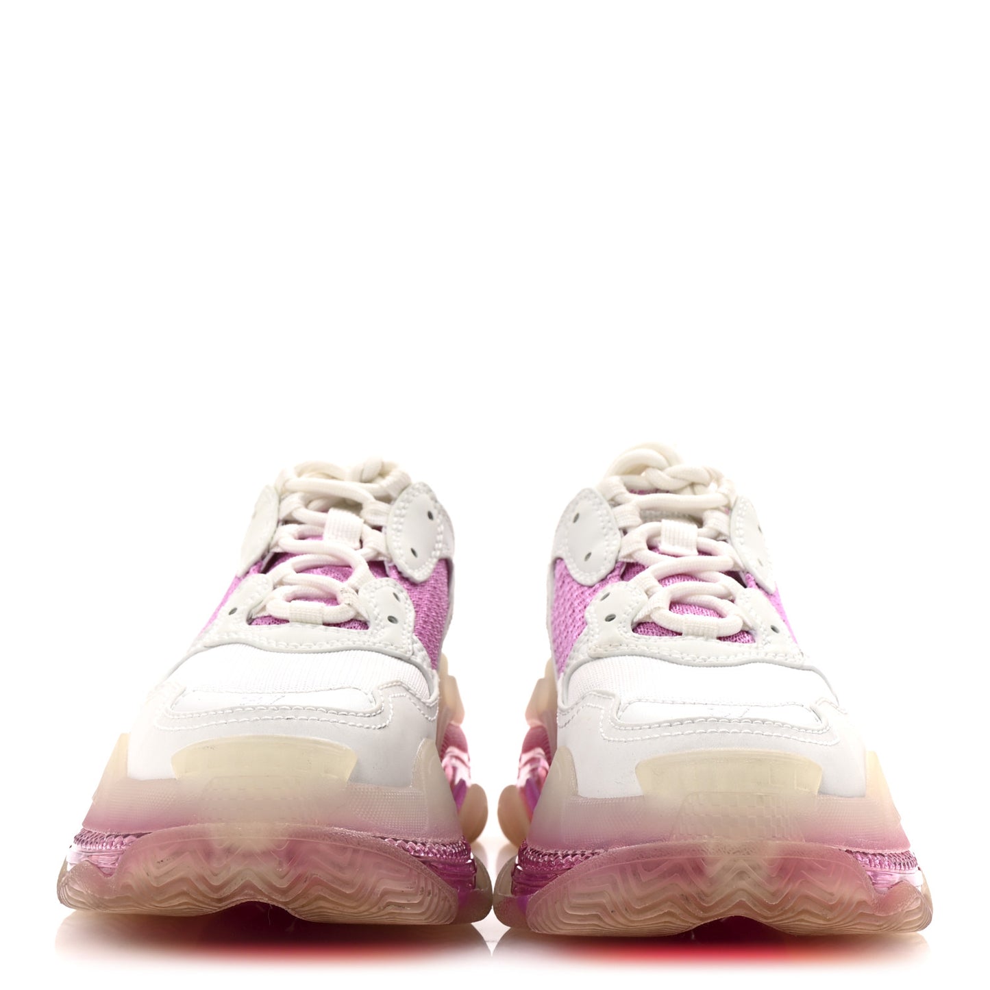 Fabric Mesh Clear Sole Womens Triple S Sneakers 37 White Pink