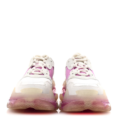 Balenciaga Fabric Mesh Clear Sole Womens Triple S Sneakers 37 White Pink 3 of 10