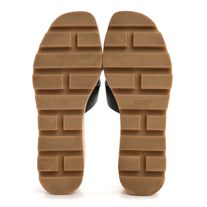Hermes Calfskin Cork Eze 30 Sandals 36 Black 6 of 12