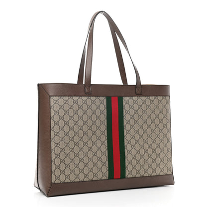Gucci GG Supreme Monogram Web Ophidia Tote Brown 3 of 11