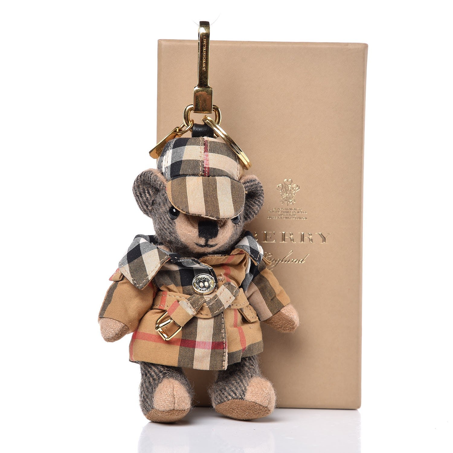 Burberry Thomas Check Trench Teddy Bear Keychain Charm Camel 5 of 5