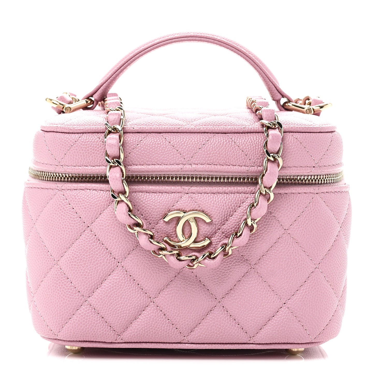 Caviar Quilted Small CC Vanity Case Pink