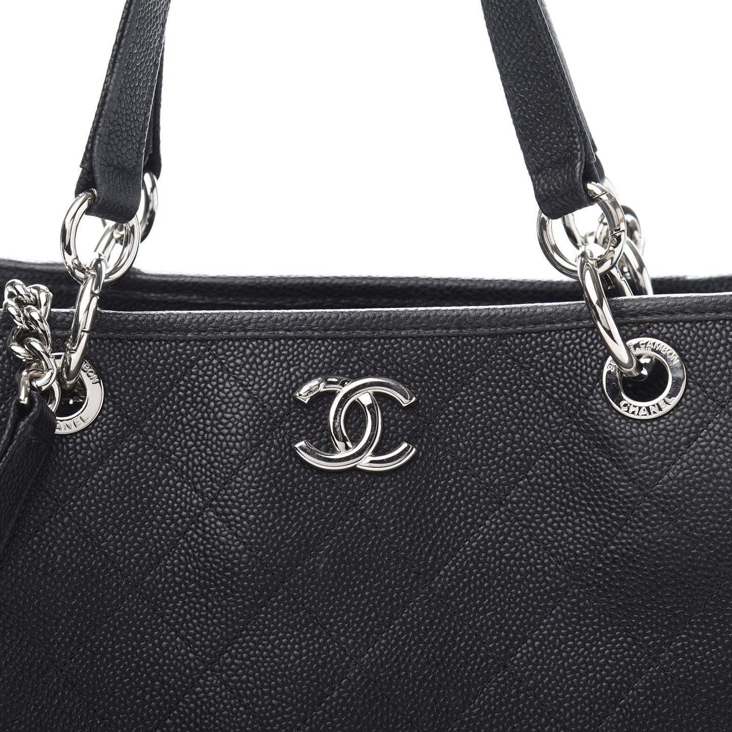 Caviar Stitched Shopping Tote Black