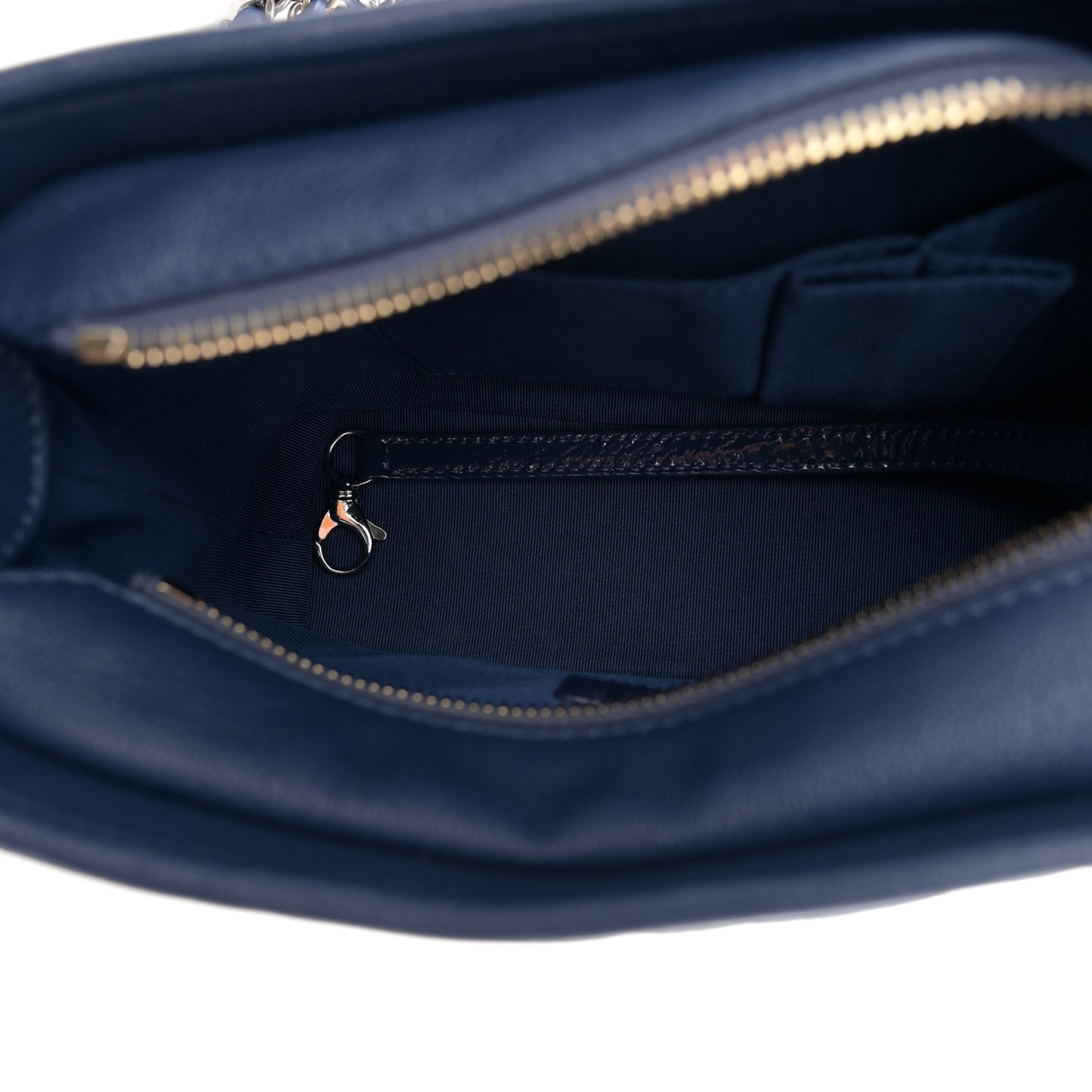 Patent Goatskin Quilted Small Gabrielle Hobo Blue