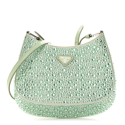 Prada Satin Crystal Cleo Adjustable Strap Shoulder Bag Acqua 1 of 11