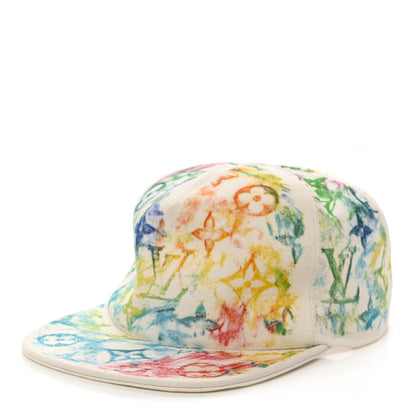 Louis Vuitton Cotton Monogram Watercolor Cap 60 White Multicolor 1 of 9
