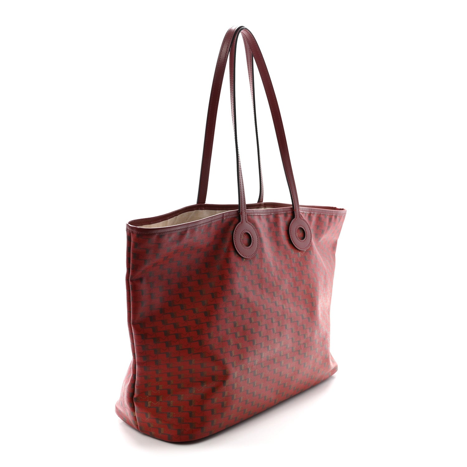 Moynat Grained Calfskin Canvas 1920 Oh! Tote Ruban GM Madder Bronze 3 of 9