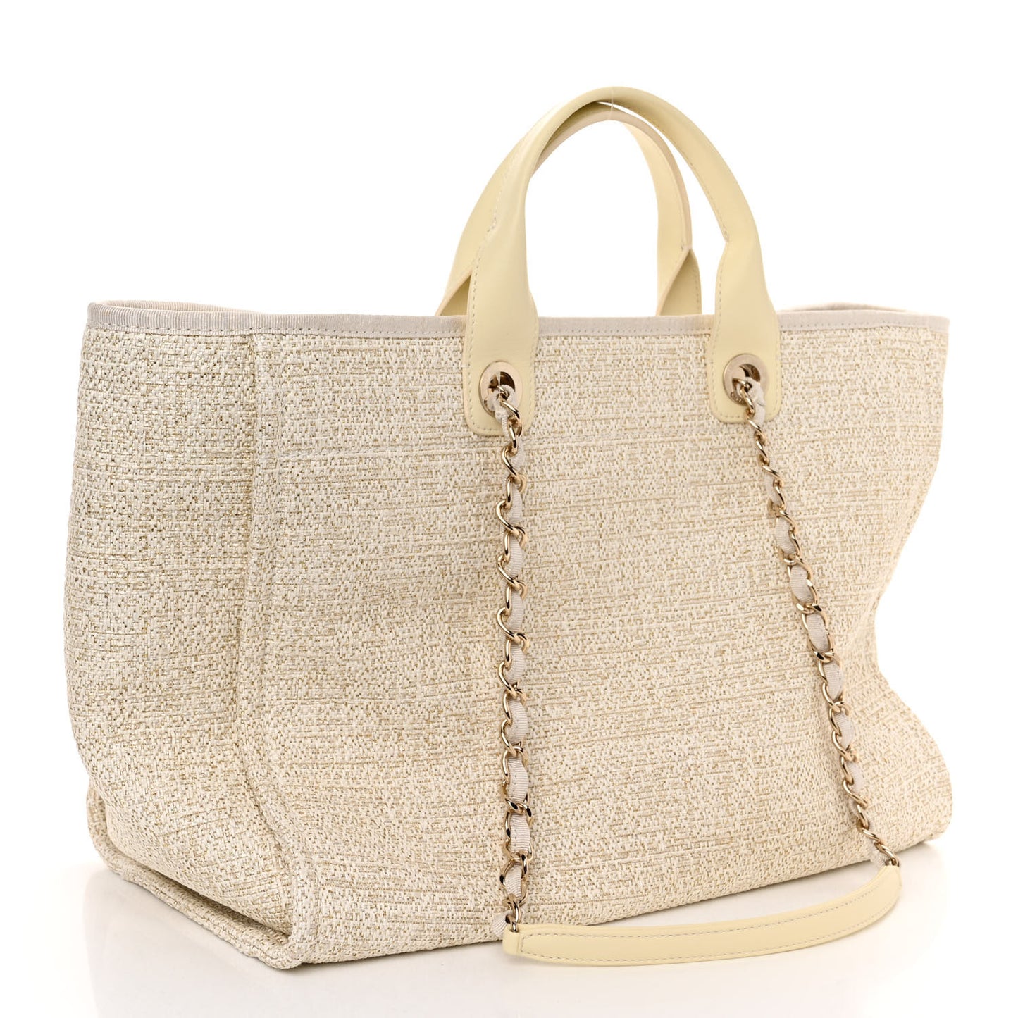Lurex Boucle Medium Deauville Tote White