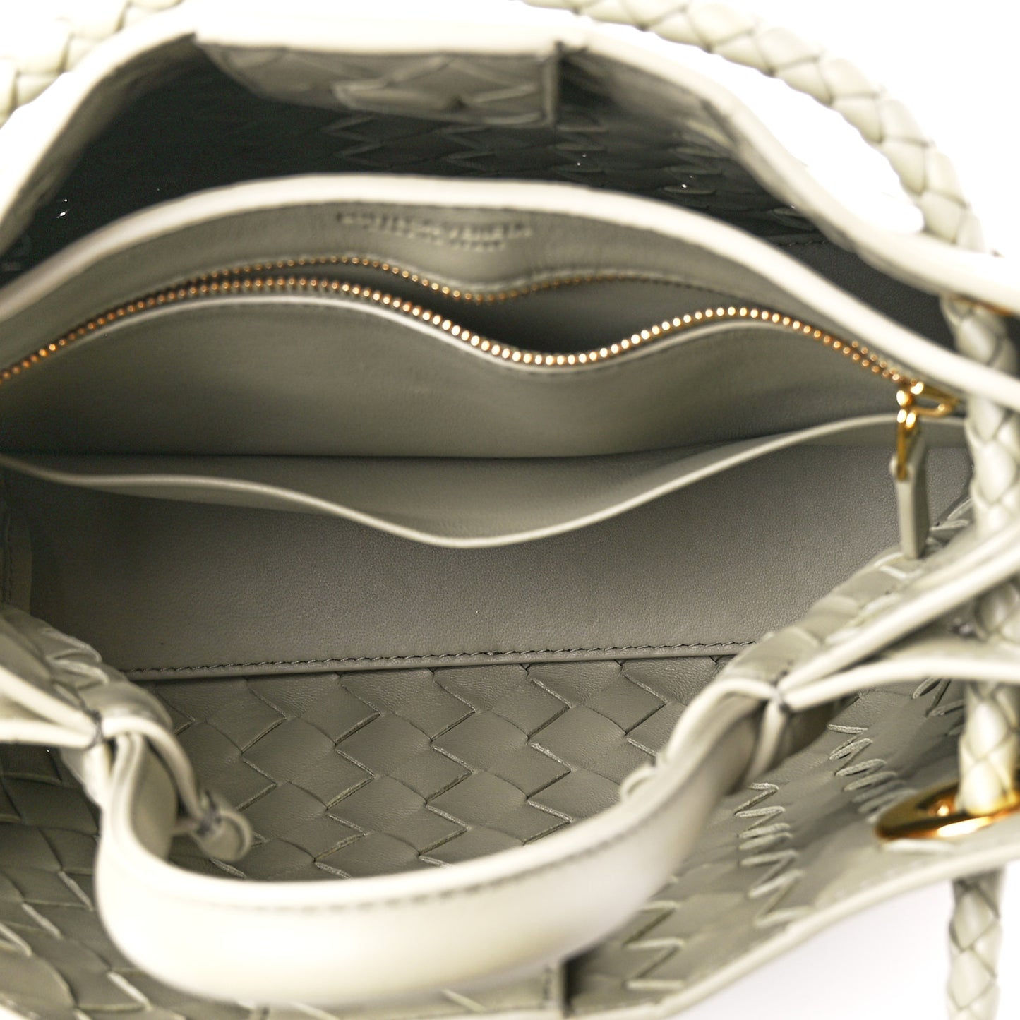 Nappa Intrecciato Small Andiamo Shoulder Bag Travertine