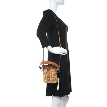 Fendi Raffia Vitello Seta F is Fendi FF Woven Mini Mon Tresor Bucket Bag Brick Natural 2 of 10
