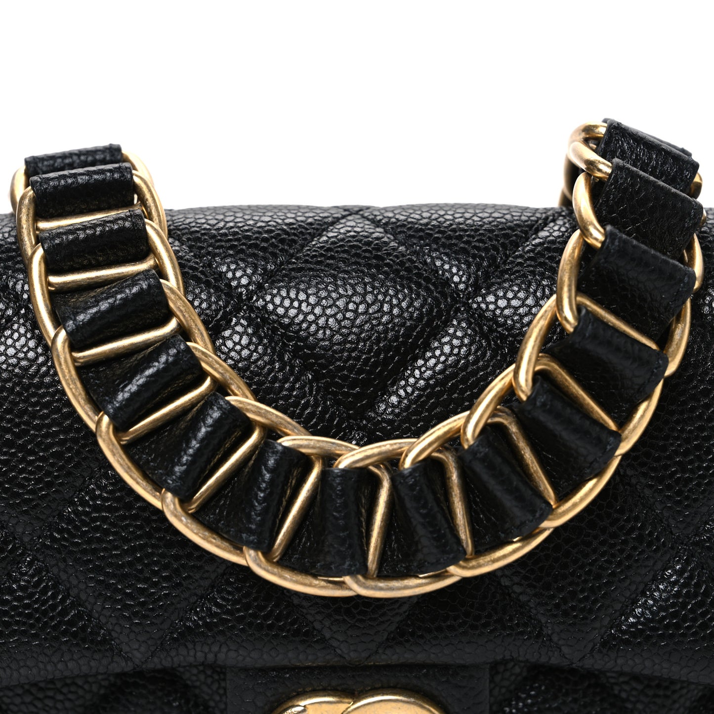 Caviar Quilted Mini Chain Soul Flap Black