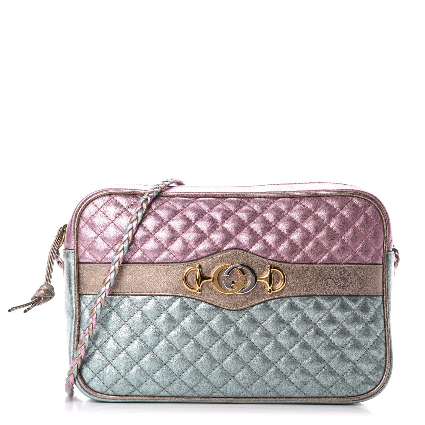Laminated Nappa Trapuntata Small Zumi Shoulder Bag Rosa Lago Rame