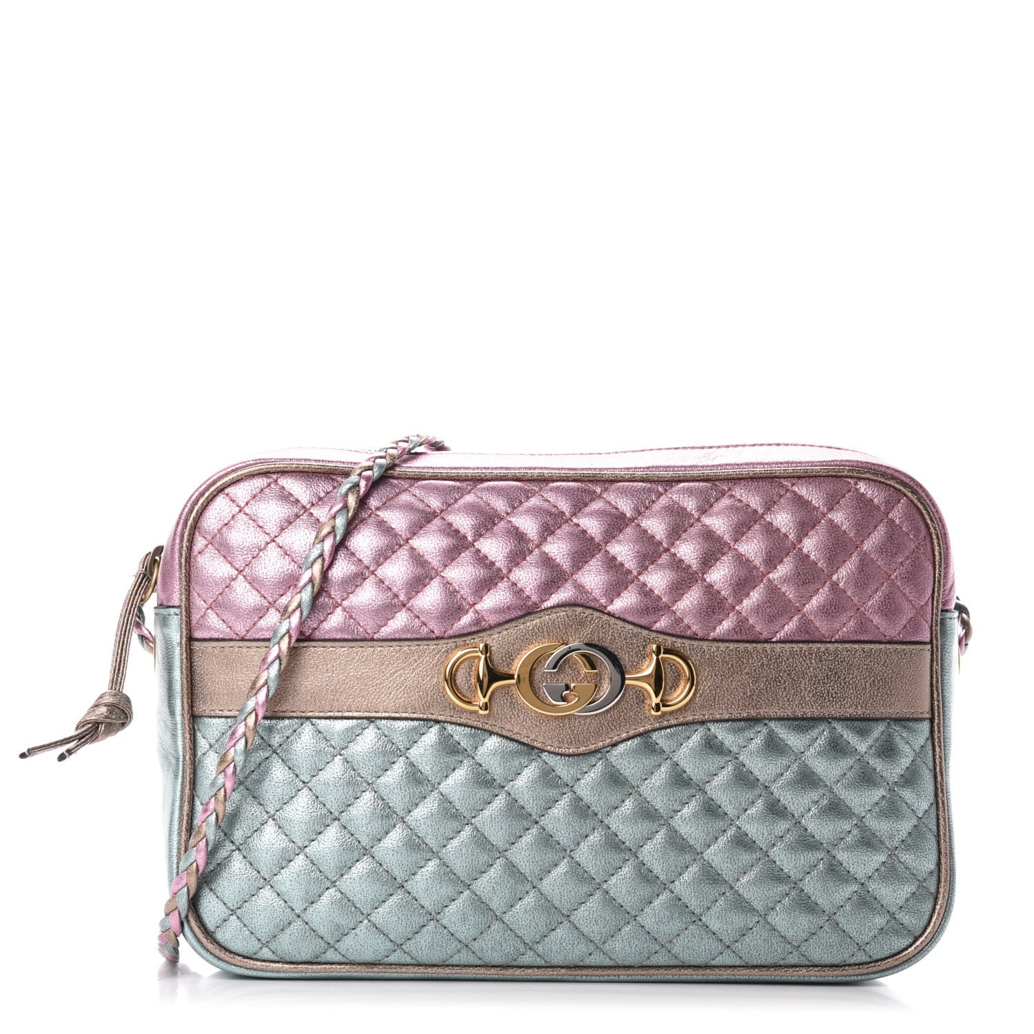 Gucci Laminated Nappa Trapuntata Small Zumi Shoulder Bag Rosa Lago Rame 1 of 9