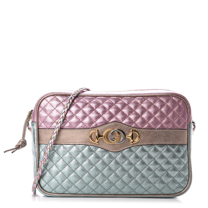 Gucci Laminated Nappa Trapuntata Small Zumi Shoulder Bag Rosa Lago Rame 1 of 9