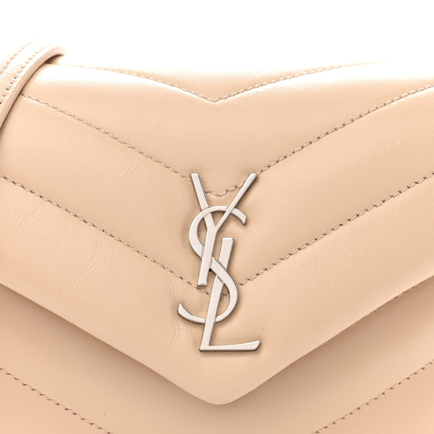 Saint Laurent Calfskin Y Quilted Monogram Toy Loulou Crossbody Bag Light Natural 8 of 10