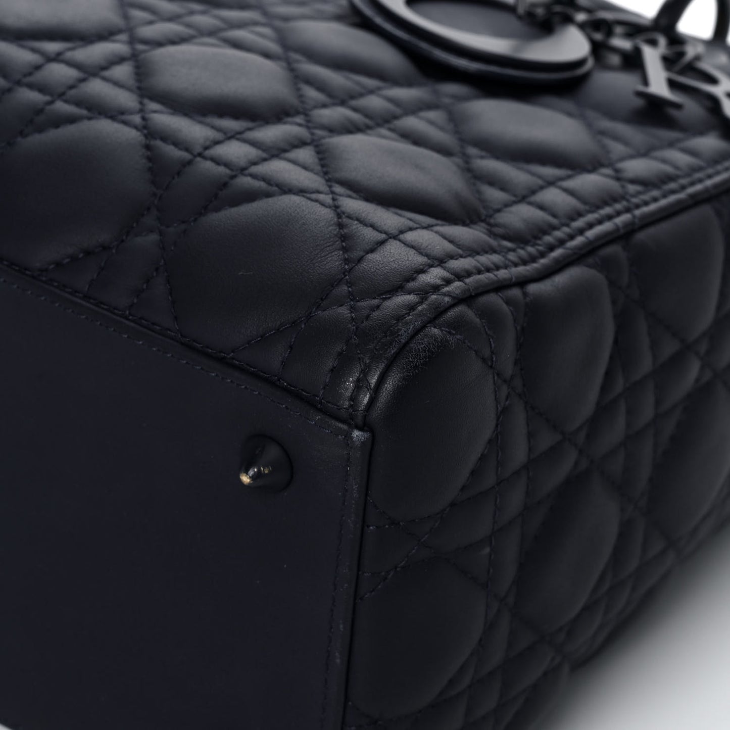 Ultra Matte Calfskin Cannage Medium Lady Dior Blue
