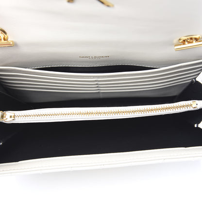 Saint Laurent Patent Calfskin Matelasse Monogram Vicky Chain Wallet Off White 4 of 8