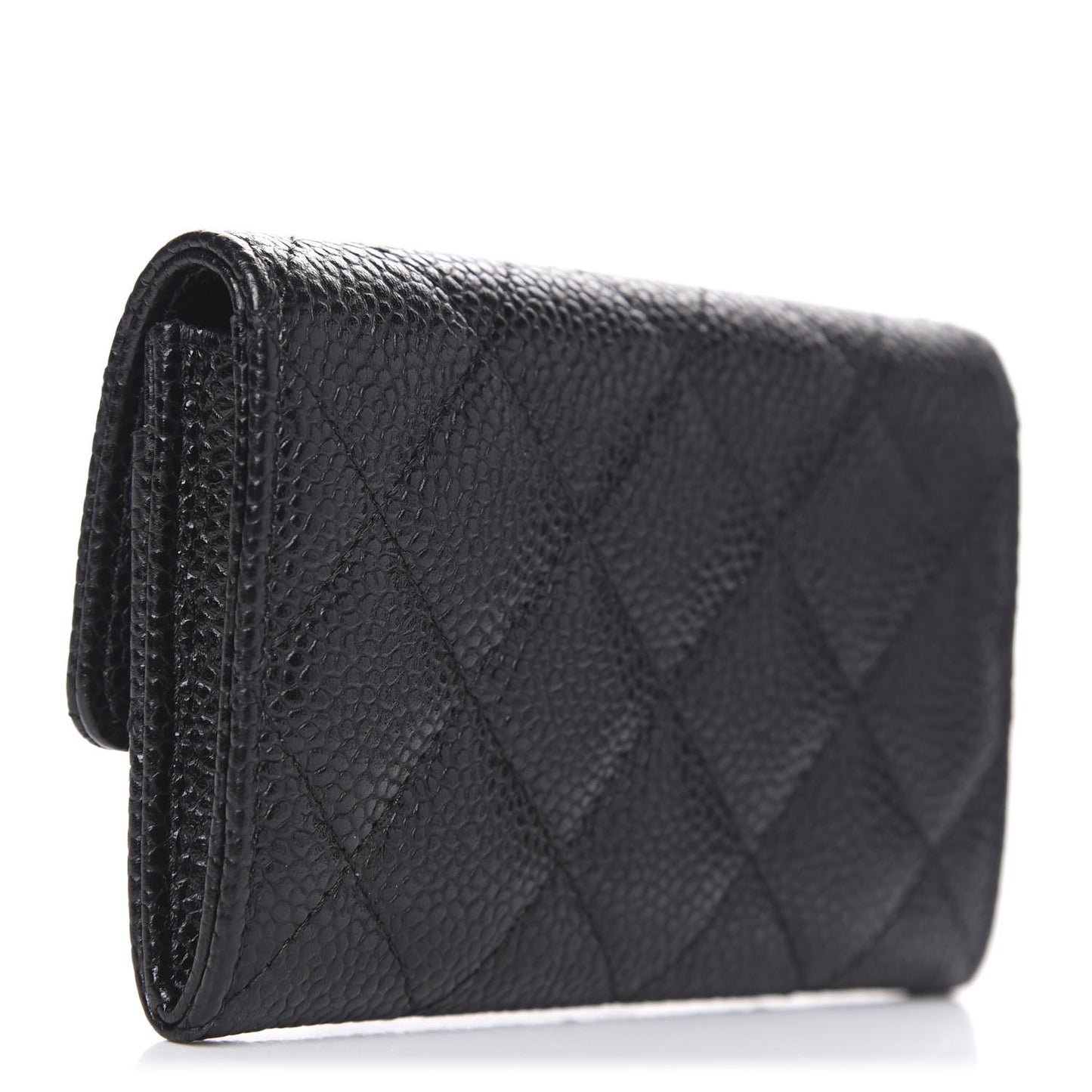 Caviar Quilted Flap Card Holder Black