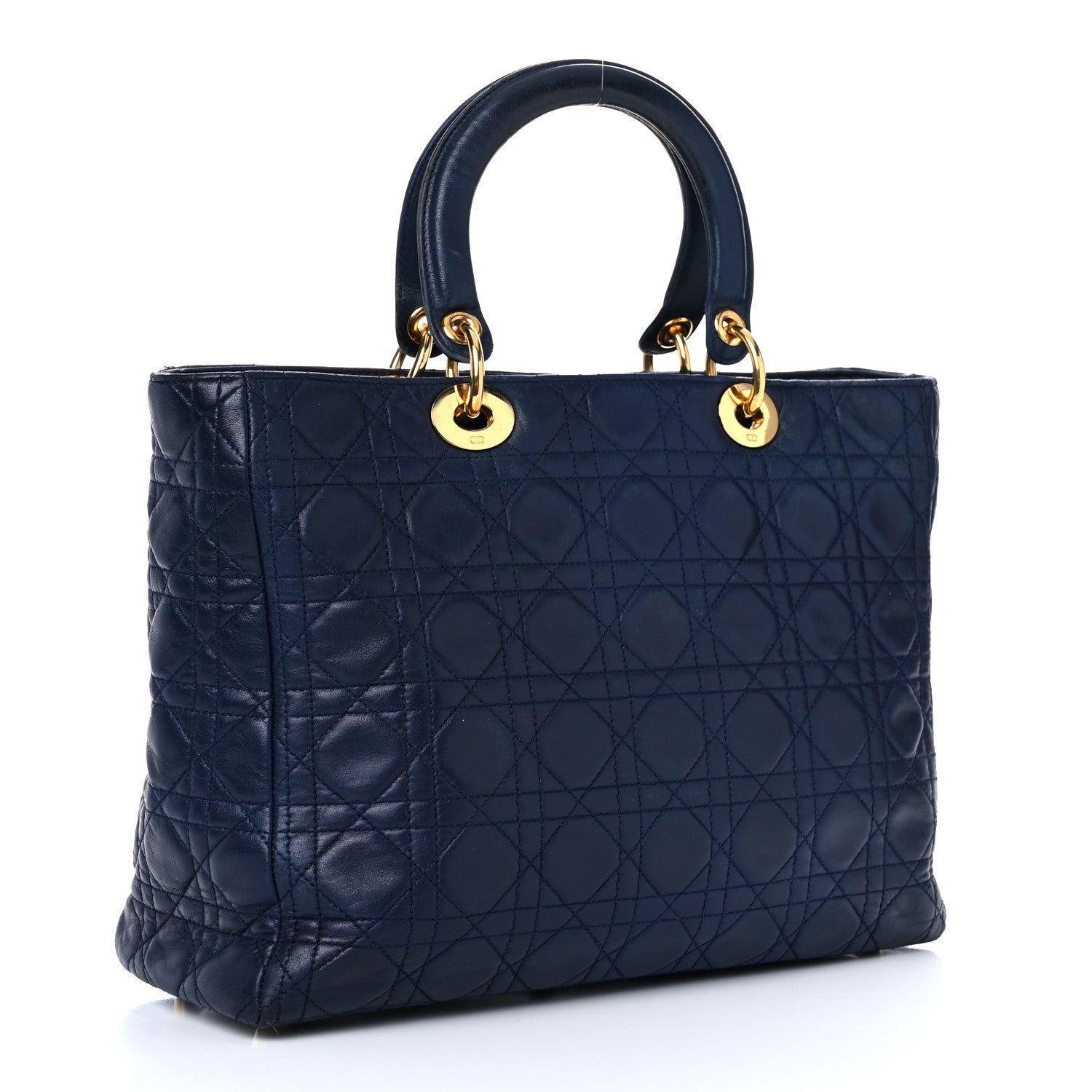 Christian Dior Lambskin Cannage Large Lady Dior Navy 2 of 24