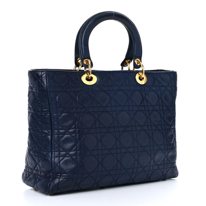 Christian Dior Lambskin Cannage Large Lady Dior Navy 2 of 24
