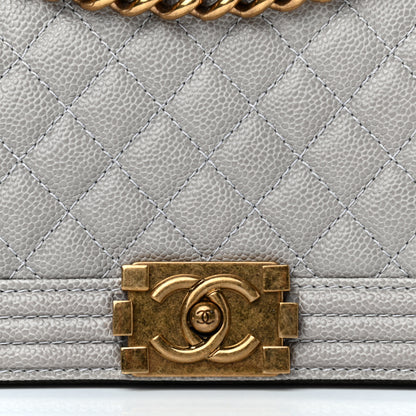 Chanel Caviar Quilted Medium Boy Flap Light Grey 7 of 9