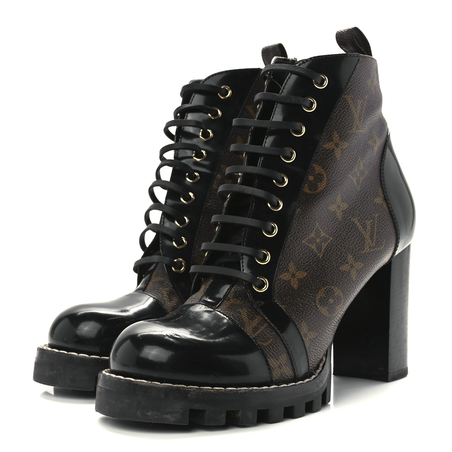 Louis Vuitton Patent Calfskin Monogram Star Trail Ankle Boots 41 Black 3 of 7