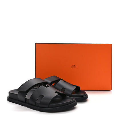 Hermes Calfskin Womens Chypre Sandals 39.5 Black 9 of 9