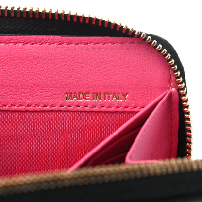 Valentino Garavani Vitello Rockstud Print Zip Around Wallet Black Peony 7 of 8