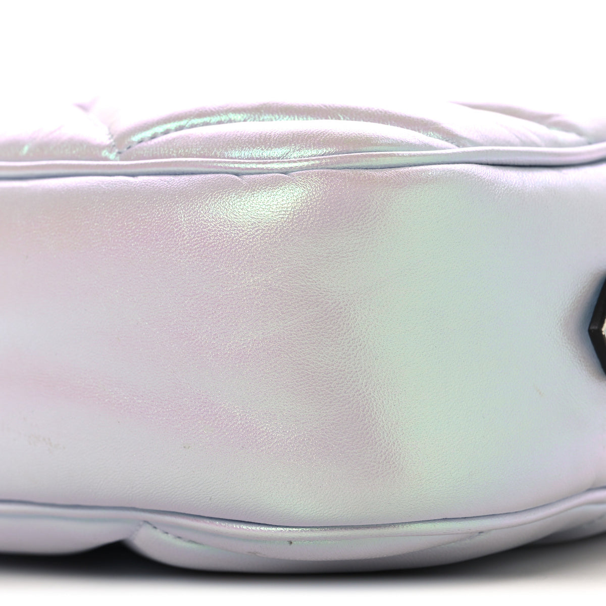 Gucci Iridescent Nappa Chevron Matelasse Small GG Marmont Chain Shoulder Bag Iridescent Snow Light Blue 10 of 11