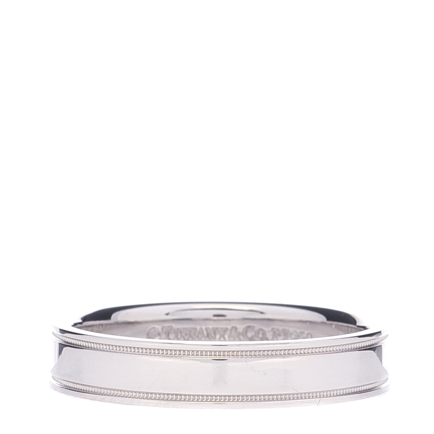Tiffany Platinum 4mm Essential Double Milgrain Band Ring 57 8 1 of 5