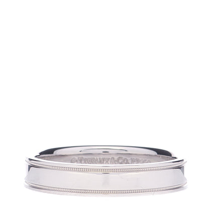 Tiffany Platinum 4mm Essential Double Milgrain Band Ring 57 8 1 of 5
