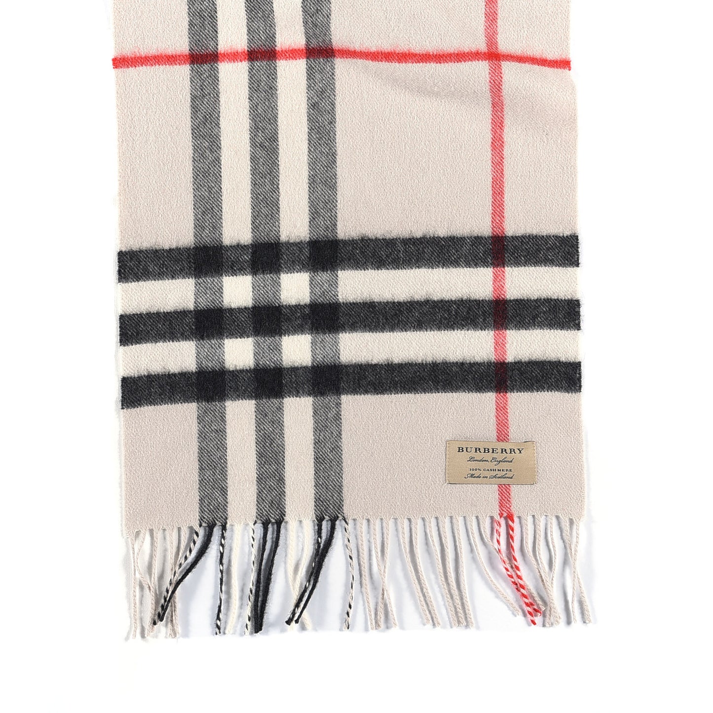 Cashmere Check Fringe Scarf Stone