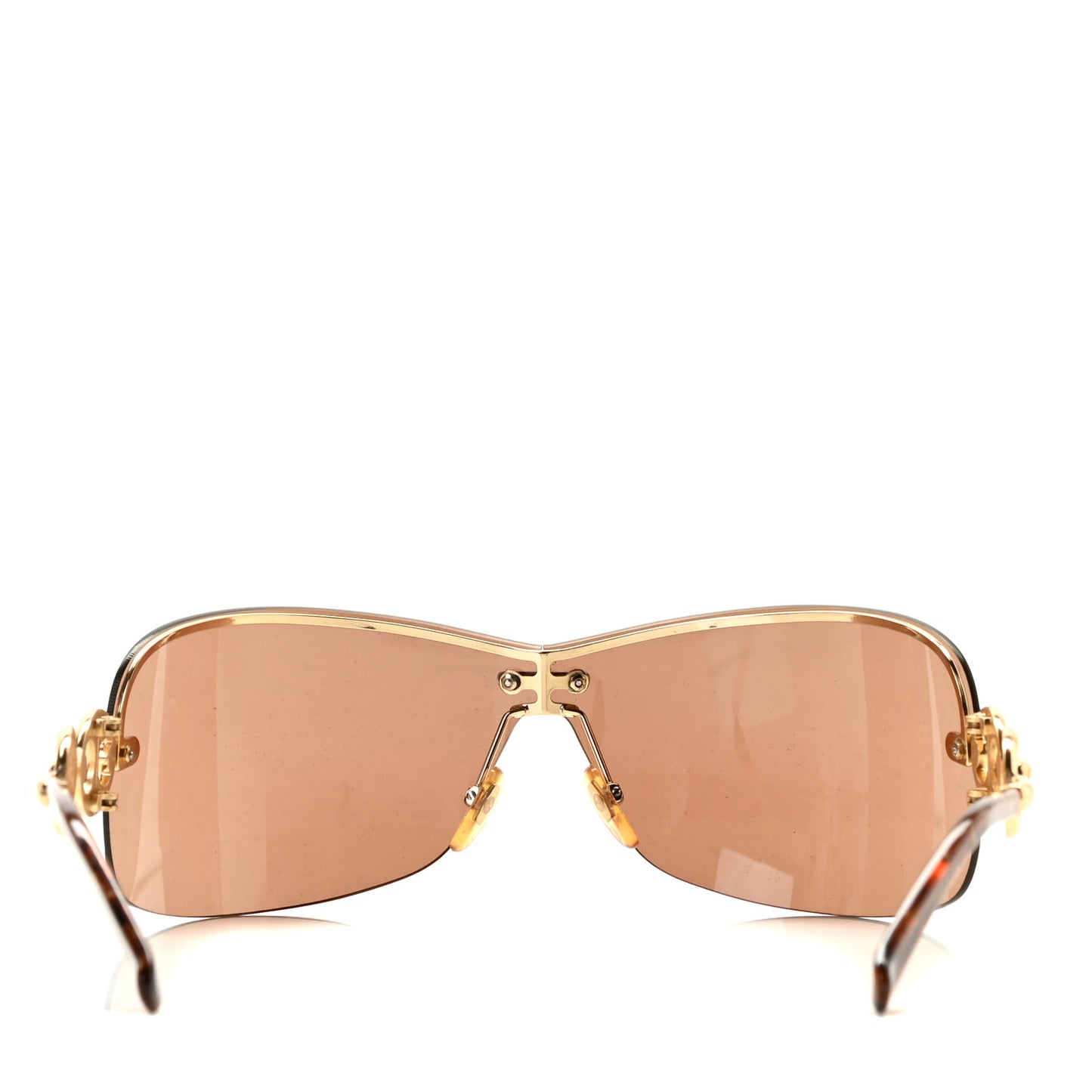Metal Semi Rimless Marina Chain Sunglasses Havana