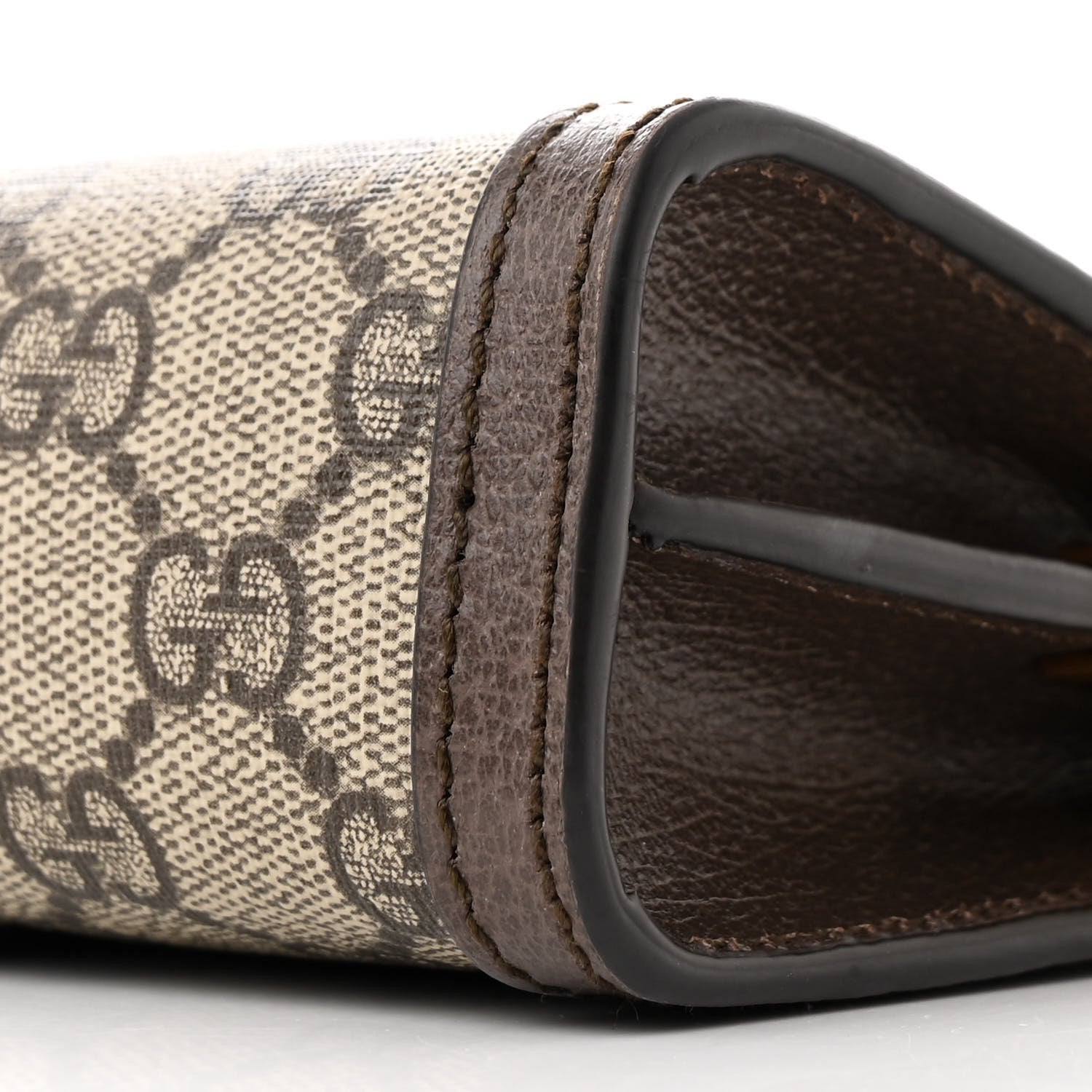 Gucci GG Supreme Monogram Textured Dollar Calfskin Web Mini Ophidia Chain Shoulder Bag Beige Ebony New Acero 9 of 10