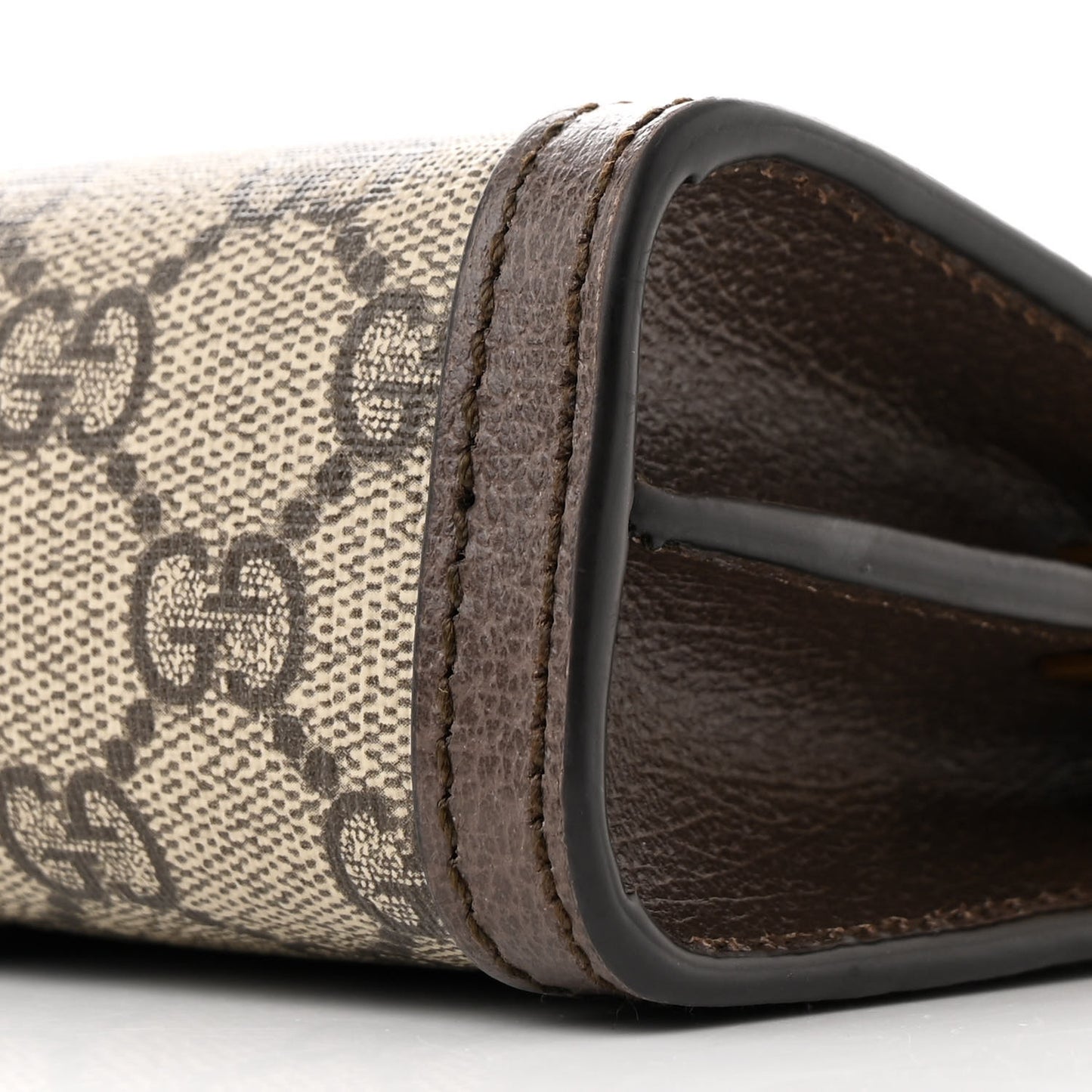 GG Supreme Monogram Textured Dollar Calfskin Web Mini Ophidia Chain Shoulder Bag Beige Ebony New Acero