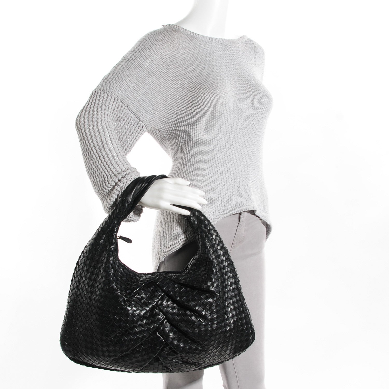 Bottega Veneta Nappa Intrecciato Pleated Large Veneta Hobo Black 2 of 8