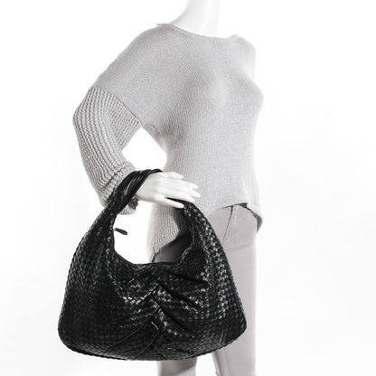 Bottega Veneta Nappa Intrecciato Pleated Large Veneta Hobo Black 2 of 8