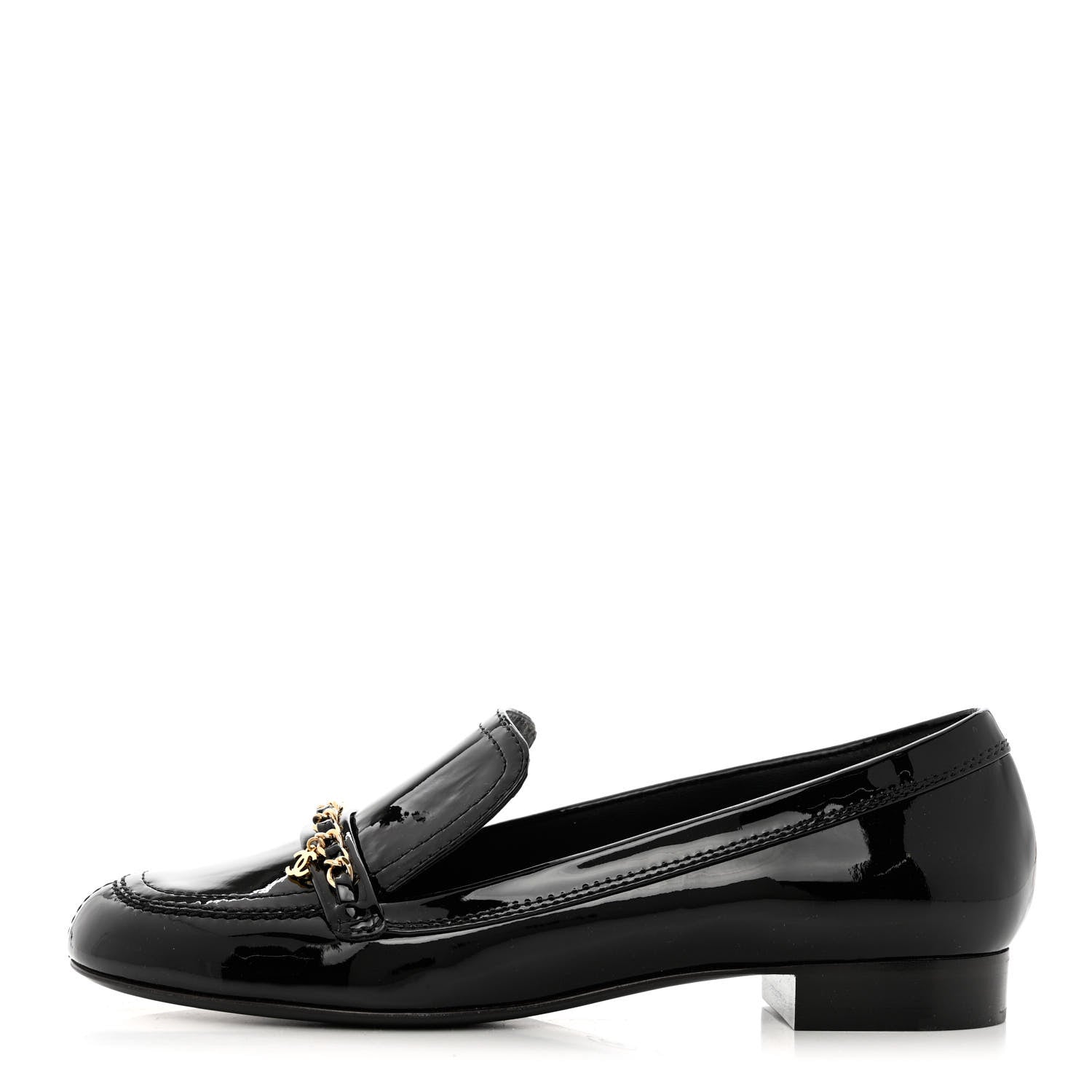 Chanel Patent Chain Loafers 39.5 Black 1 of 10