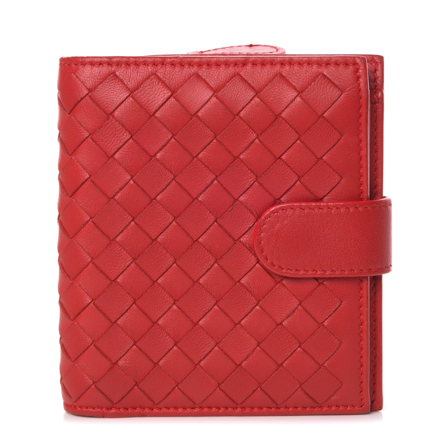 Bottega Veneta BOTTEGA VENETA Nappa Intrecciato French Compact Wallet Fraise 1 of 6