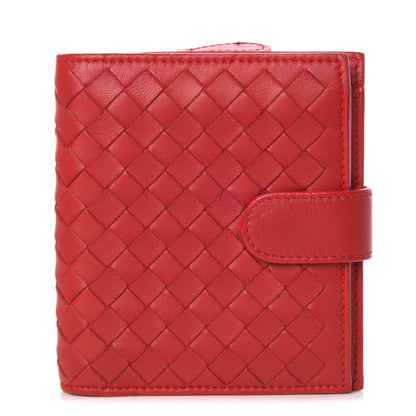 Bottega Veneta BOTTEGA VENETA Nappa Intrecciato French Compact Wallet Fraise 1 of 6