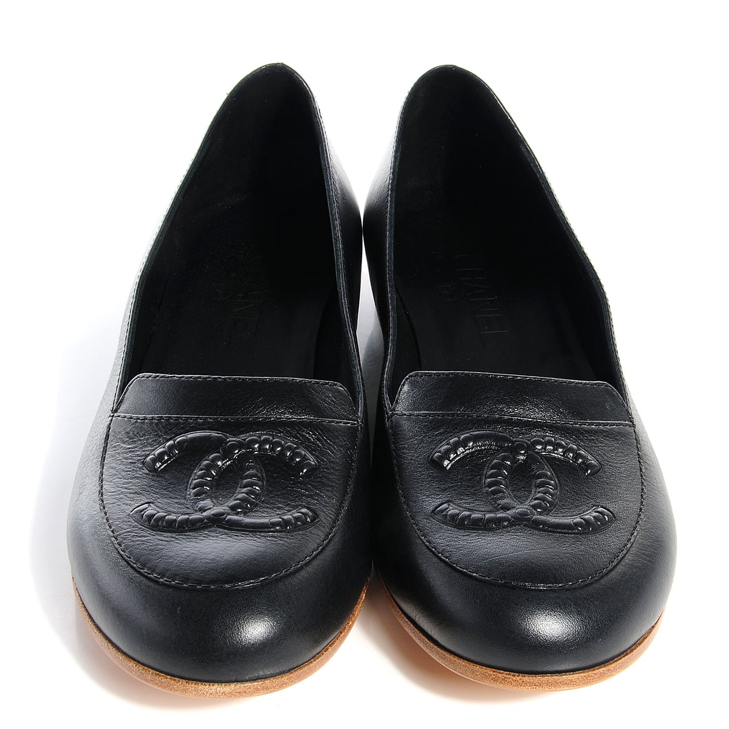Leather CC Loafers 39 Black