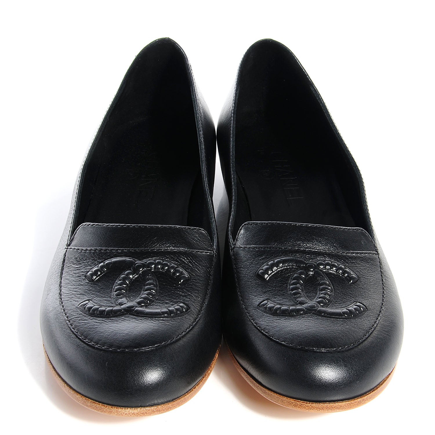 Chanel Leather CC Loafers 39 Black 2 of 8