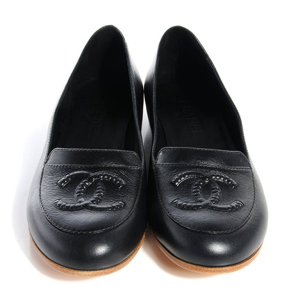 Chanel Leather CC Loafers 39 Black 2 of 8