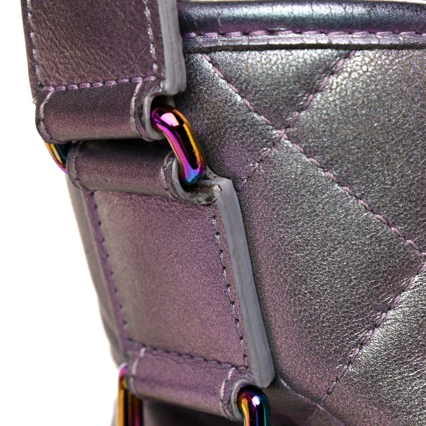 Iridescent Lambskin Calfskin Quilted Medium Gabrielle Hobo Light Purple