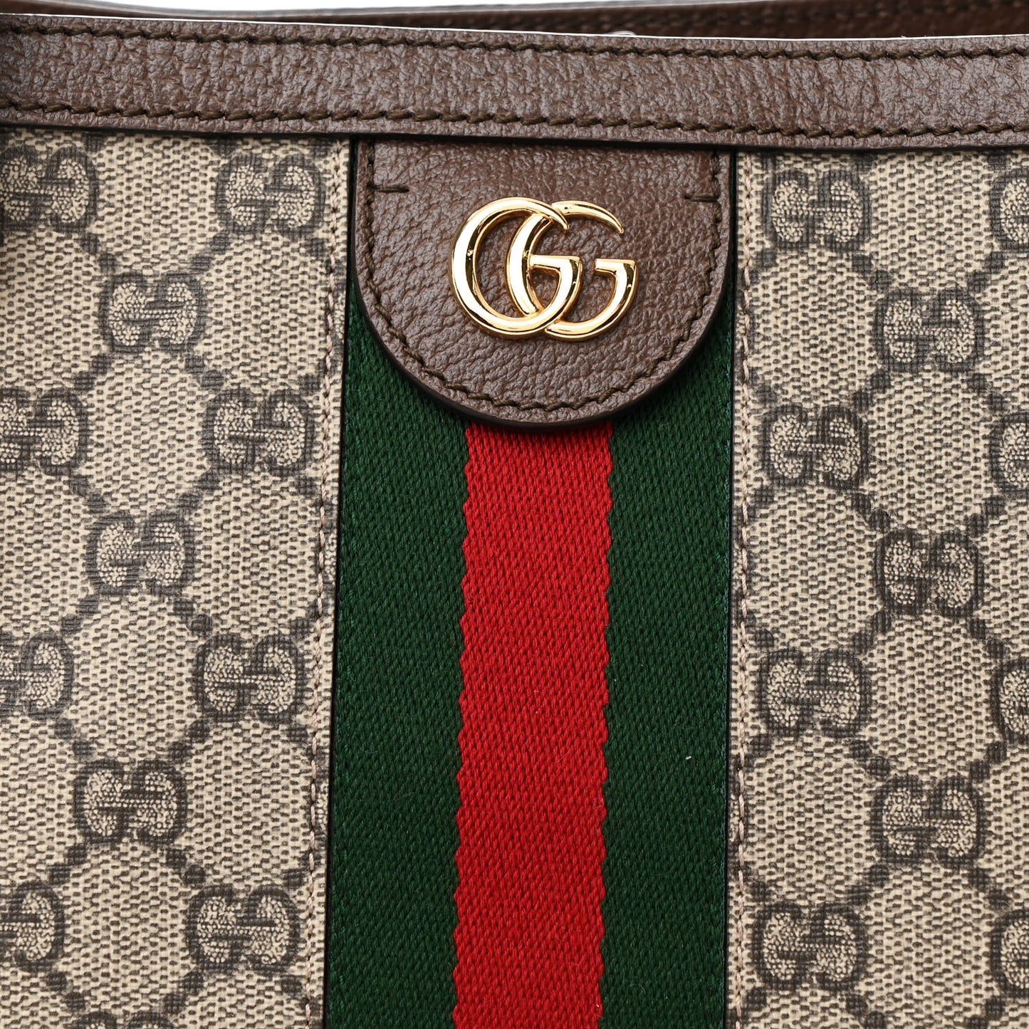 GG Supreme Monogram Medium Ophidia Shopping Tote Brown