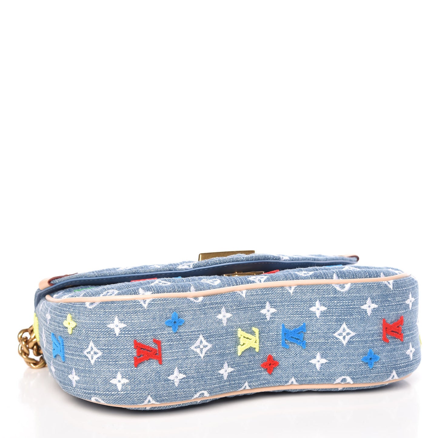 Embroidered Monogram Denim New Wave Chain MM